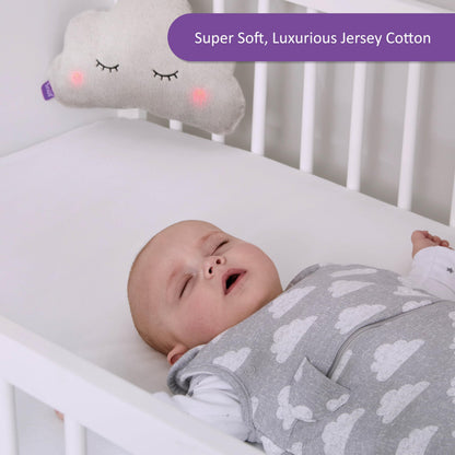 2 Pack Crib Fitted Sheets 44 x 80cm – White – Light, Breathable & Luxurious Jersey Cotton Made to Last & Designed to Fit SnüzPod Bedside Cribs