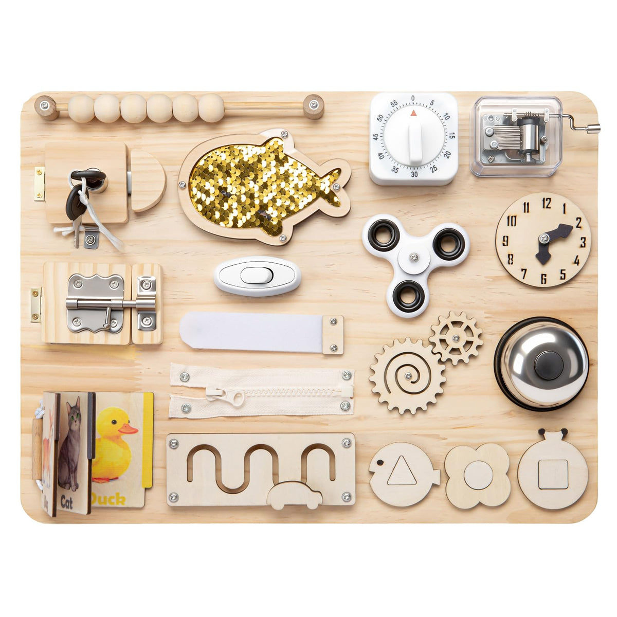 GNAYUIJ Montessori Large Busy Board for 1 2 3 4,Wooden Sensory Activity Toys,Fine Motor Skills & Early Learning for Toddler Baby Boys Girls Gifts for ADHD & Autistic Kids Children