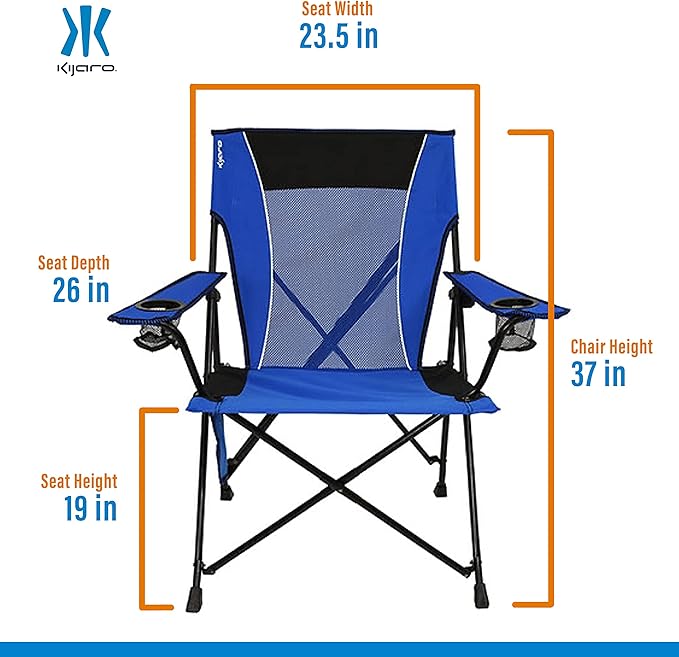 Kijaro Dual Lock Folding Camp Chairs - Versatile for Sports, Outdoors & Lawns - Locks Positions - Maldives Blue