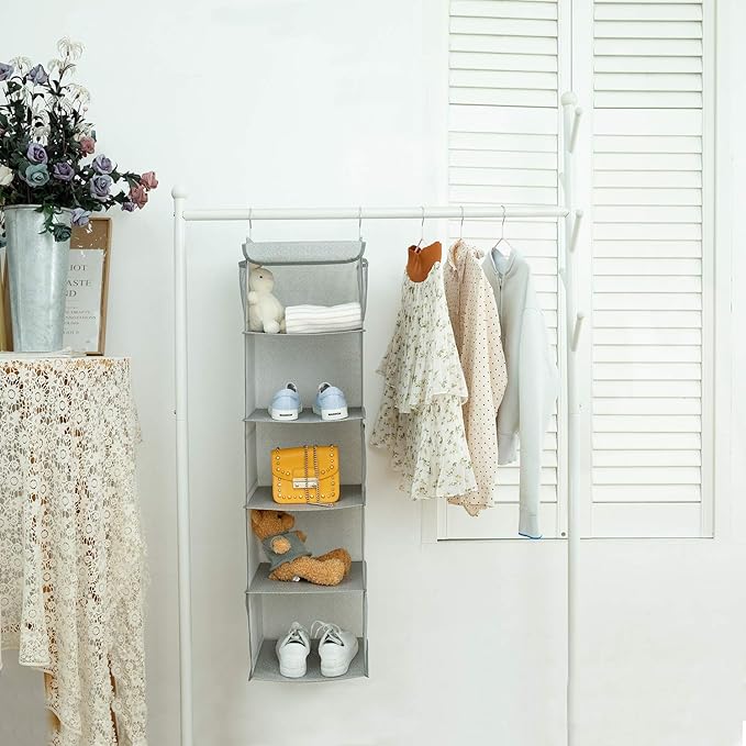 5 Shelves Hanging Closet Organizer, 2 Pack Hanging Storage
