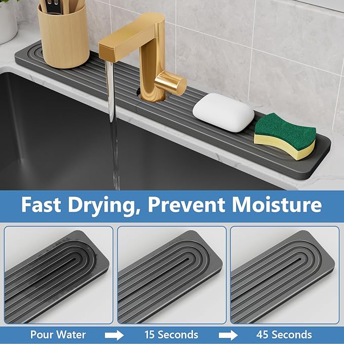 24'' Longer Faucet Mat for Kitchen Sink Stone Faucet Mat for Kitchen Sink