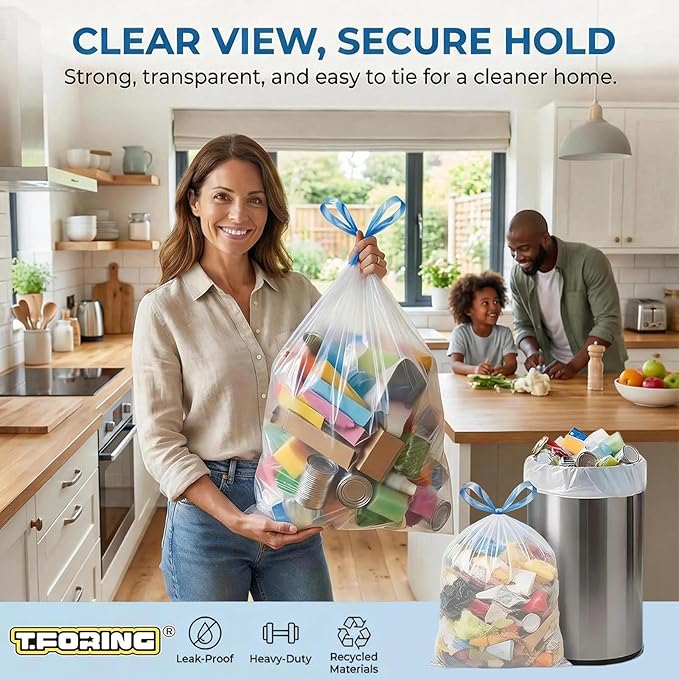 150 Count 3 Gallon Small Trash Bags Drawstring