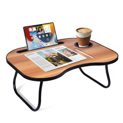 Lap Desk for Laptop Bed Trays for Eating and Laptops Breakfast in Bed Laptop Stand TV Trays for Bed with Cup Holder/Drawer for Sofa/Couch Portable Foldable (Black Walnut, M(19×14"))