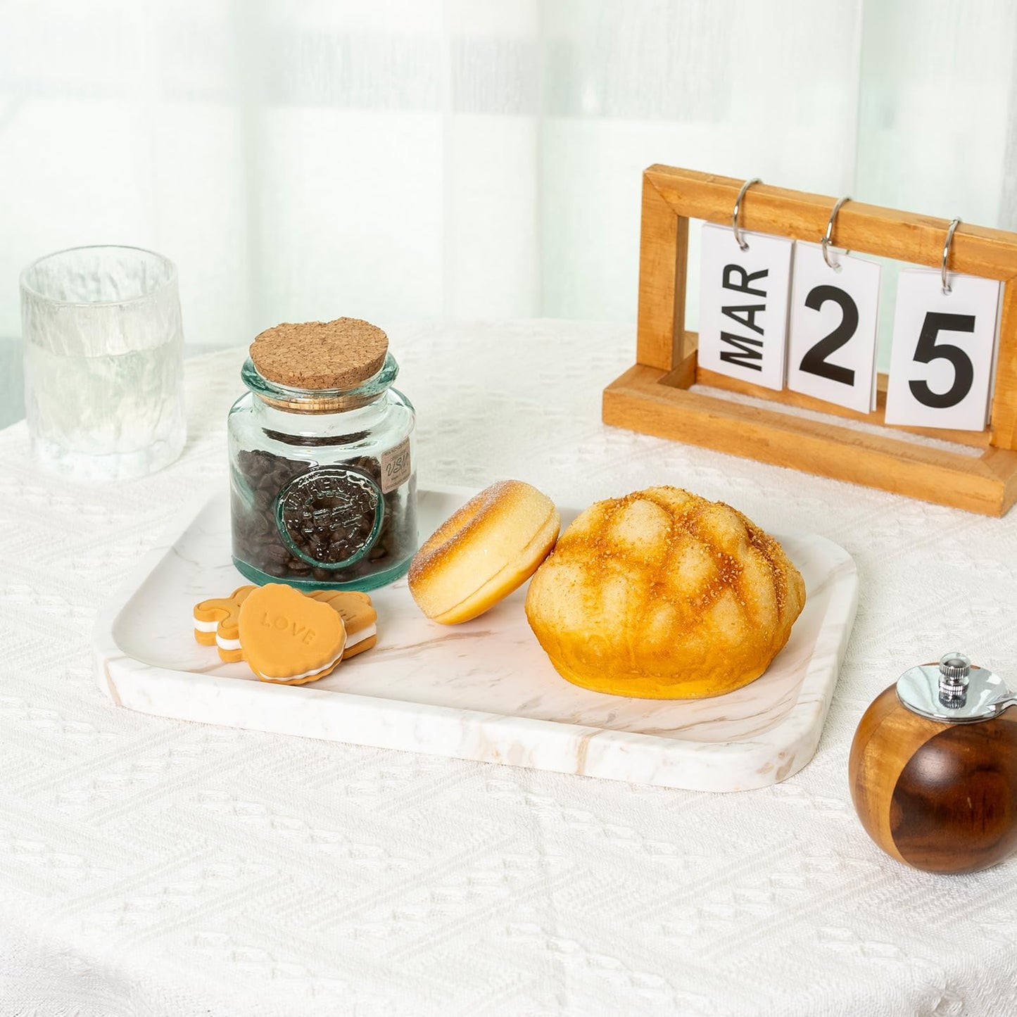 Karibiber Marble Vanity Tray, Marble Bathroom Tray Countertop, Decorative Trays for Dresser Organizer, White Stone Storage Serving Trays for Kitchen, Perfume, Jewelry Cathall Holder, Unique Veining
