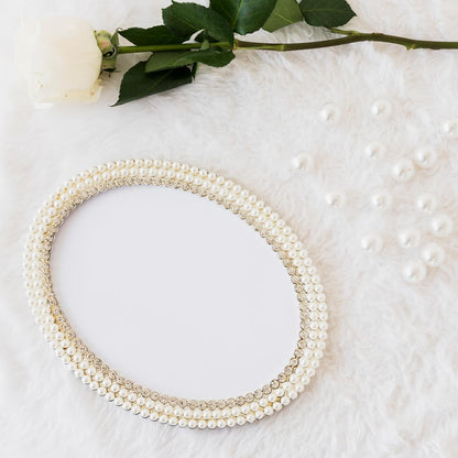 Flat Pearl Garland String 27 Yards, 6MM Half-Round Beaded Spool Roll Crafts for Wedding Decoration (Ivory)