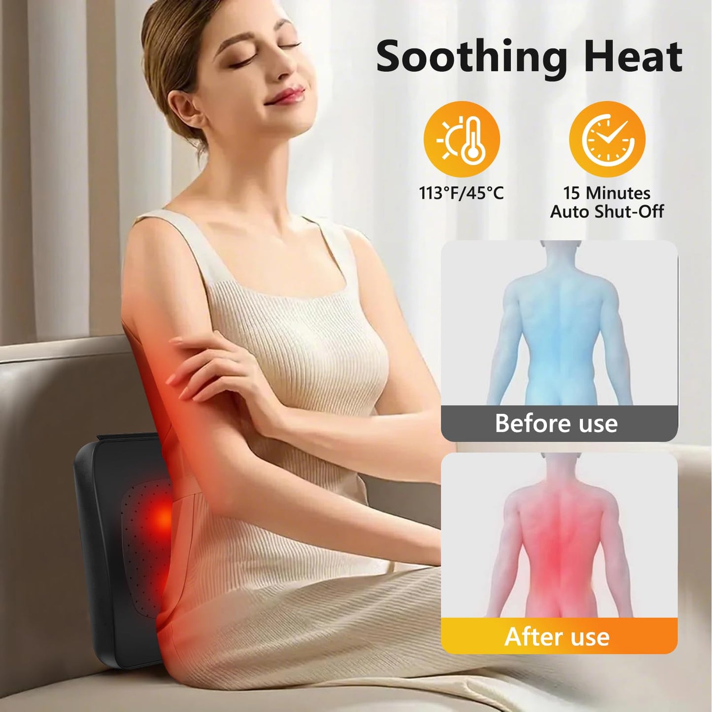 iKristin Back Massager with Heat,Shiatsu Neck Back Massager Pillow,Deep Tissue Kneading Back Massage,Massage Pillow for Shoulders,Legs,Foot,Body Muscle Relief,Neck Massager for Women/Men/Dad/Mom