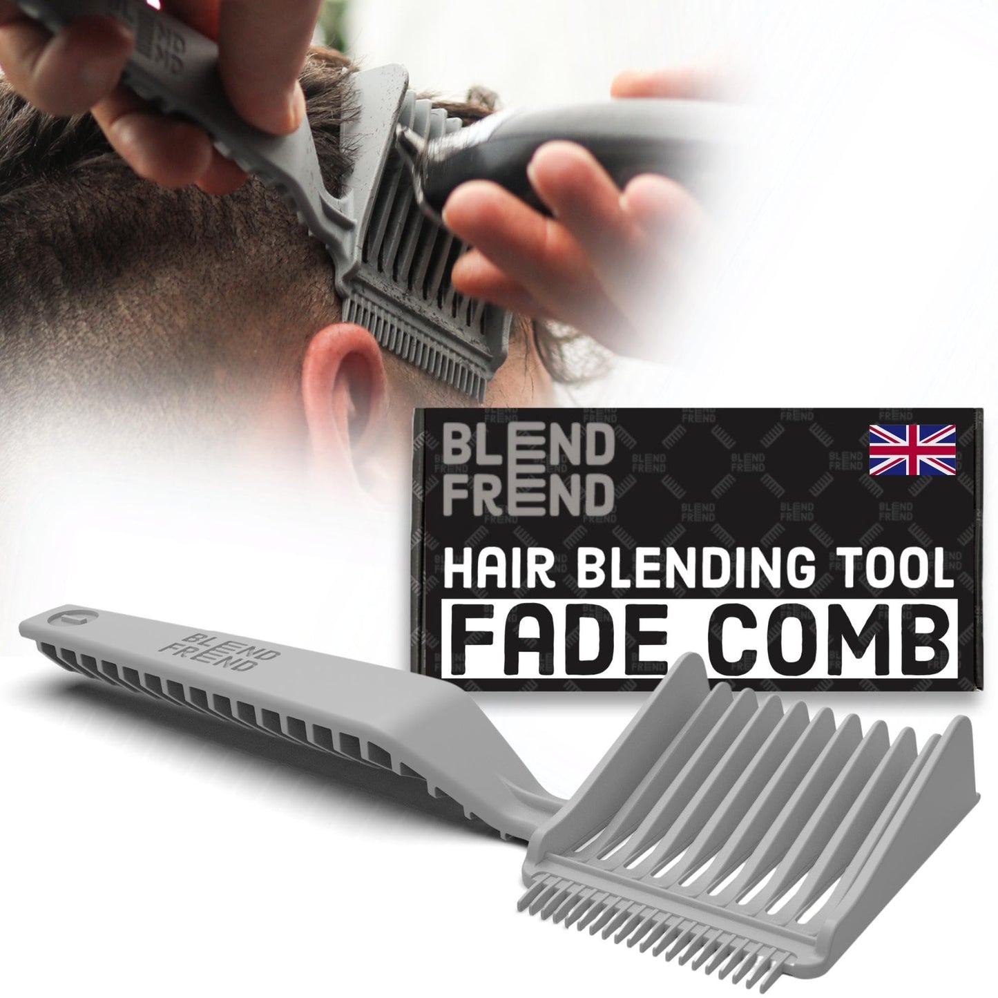 Blend Frend Original Hair Clipper Comb Right Handed – Grade 1 (3mm) | Perfect Blending Comb for Home Users & Novice Barbers | Fits All Clipper Brands | UK-Made