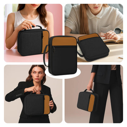 Bible Cover with Durable Handle, Carrying Book Case Church Bag Bible, Protective with Zippered Pocket, Bible Study Accessories Supplies, Gift for Mother Lady Women Men(Black Coffee)