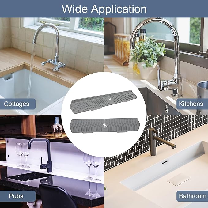 Sink Drain Mat Behind Faucet, Faucet Guard Draining Mat, 90° Foldable Tap