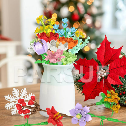 Christmas Advent Calendar 2025, Flower Building Blocks, 24 Days Countdown Calendar Toys, Building Brick Toys Party Favors, Xmas Gifts
