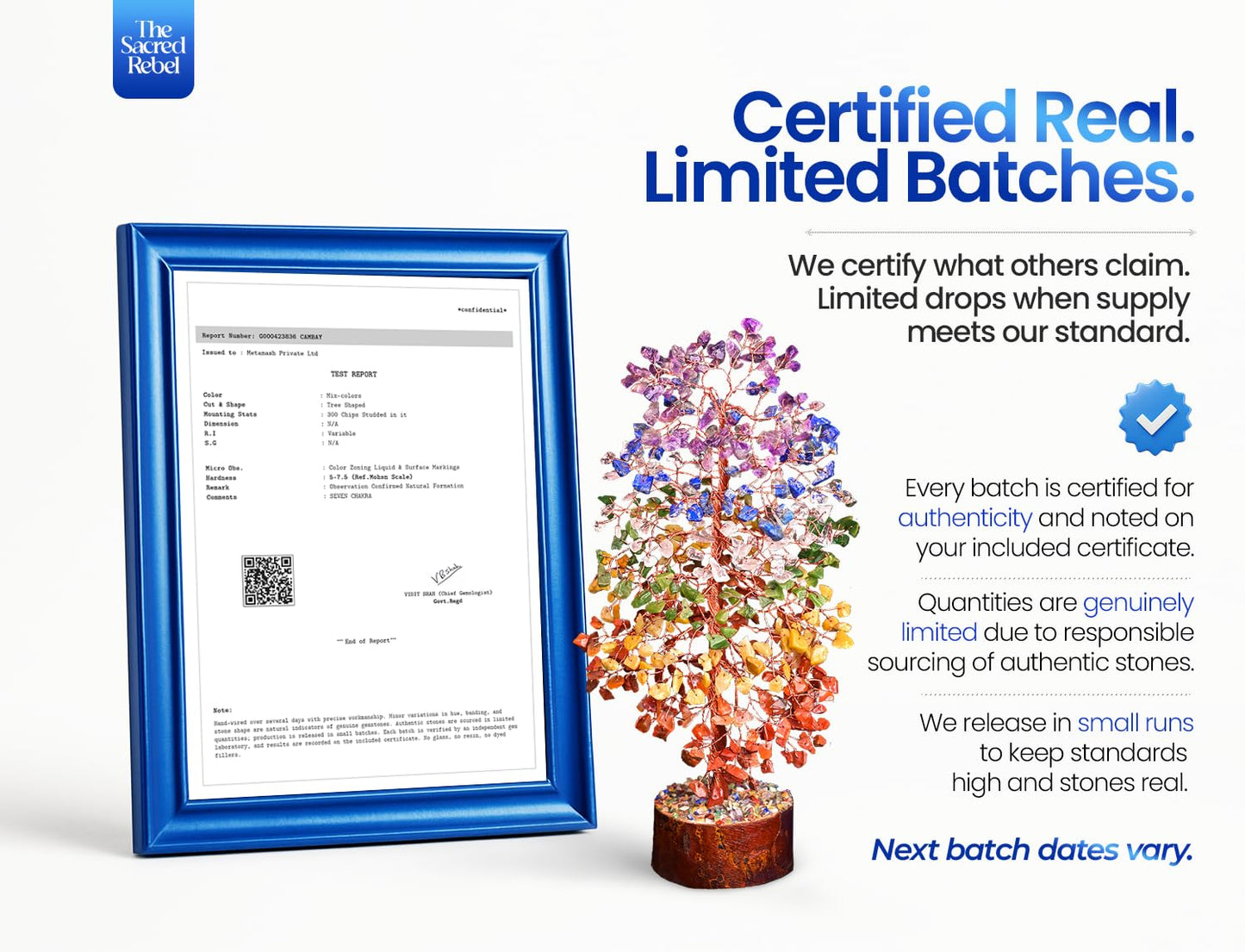7 Chakra Crystal Tree of Life for Positive Energy - Birthday Gifts for Women & Men - Crystal Tree for Home & Office Decor with Wooden Base - Healing Crystals & Stones - Feng Shui & House warming Gifts