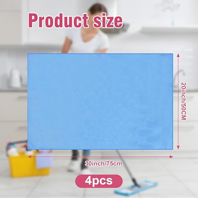 4 Pcs Extra Large Microfiber Cleaning Cloth 30 x 20 Inch Reusable Thick