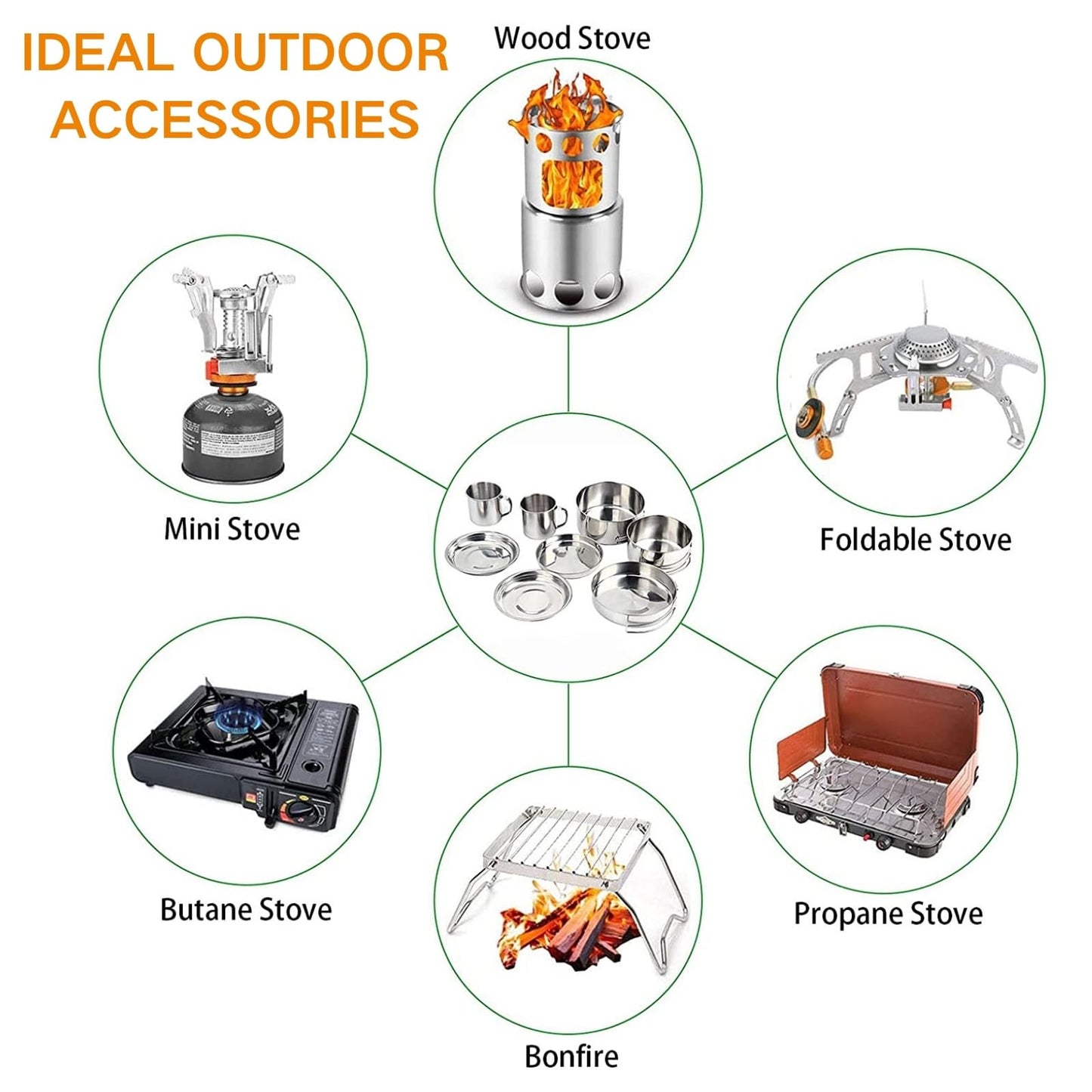 BeGrit Backpacking Camping Cookware Mini Picnic Camping Cooking Mess Kit with Pot and Pan Set for Hiking 8pcs Set