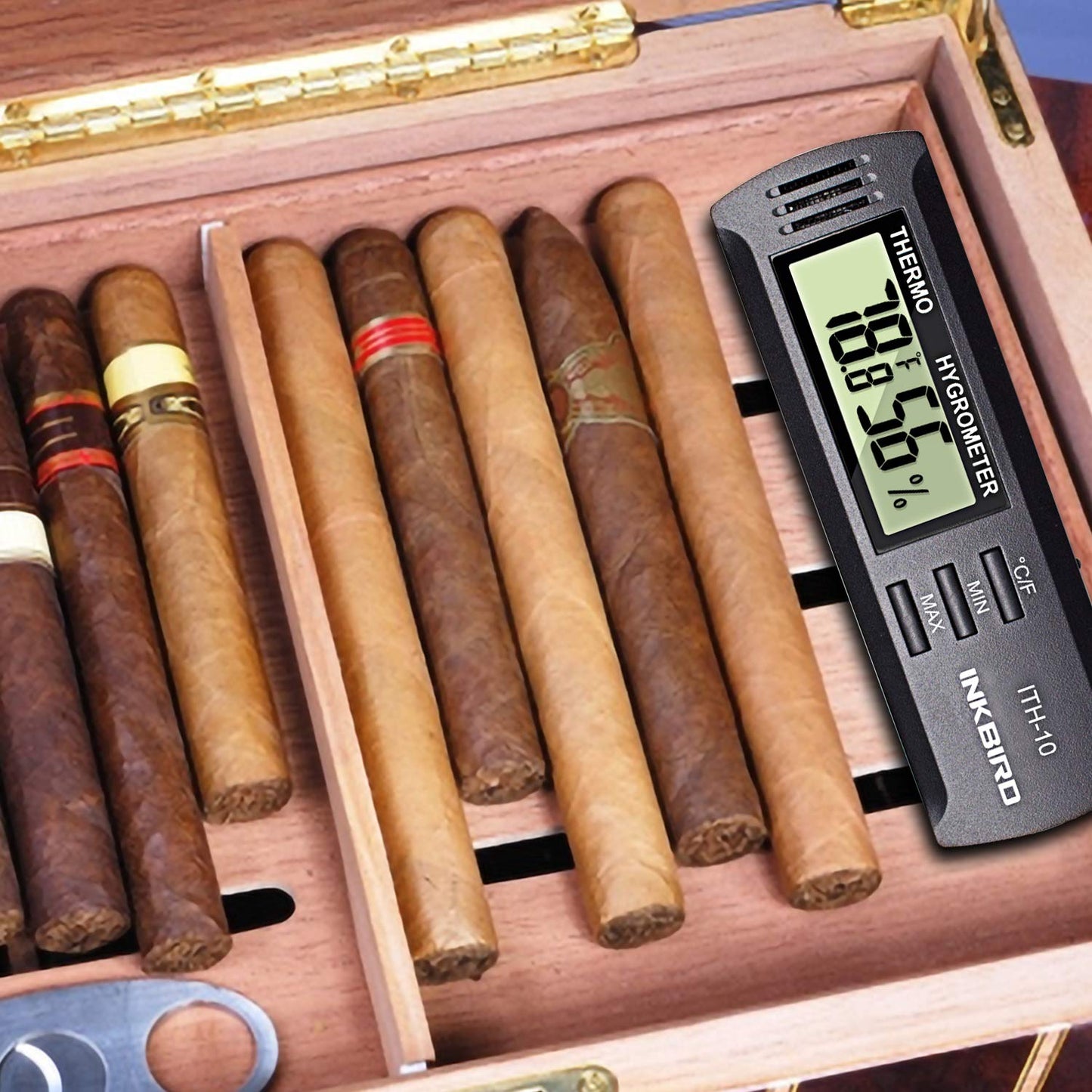 Inkbird ITH-10 Digital Thermometer and Hygrometer Temperature Humidity Monitor Humidor Guitar Ukulele Mason Jar.