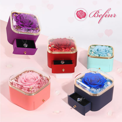 Beferr Valentines Day Gifts for Her Preserved Real Rose with Necklace Eternal Roses Forever Flowers for Delivery Prime Mothers Anniversary Birthday Gifts for Women Mom Grandma Wife Daughter Girlfriend
