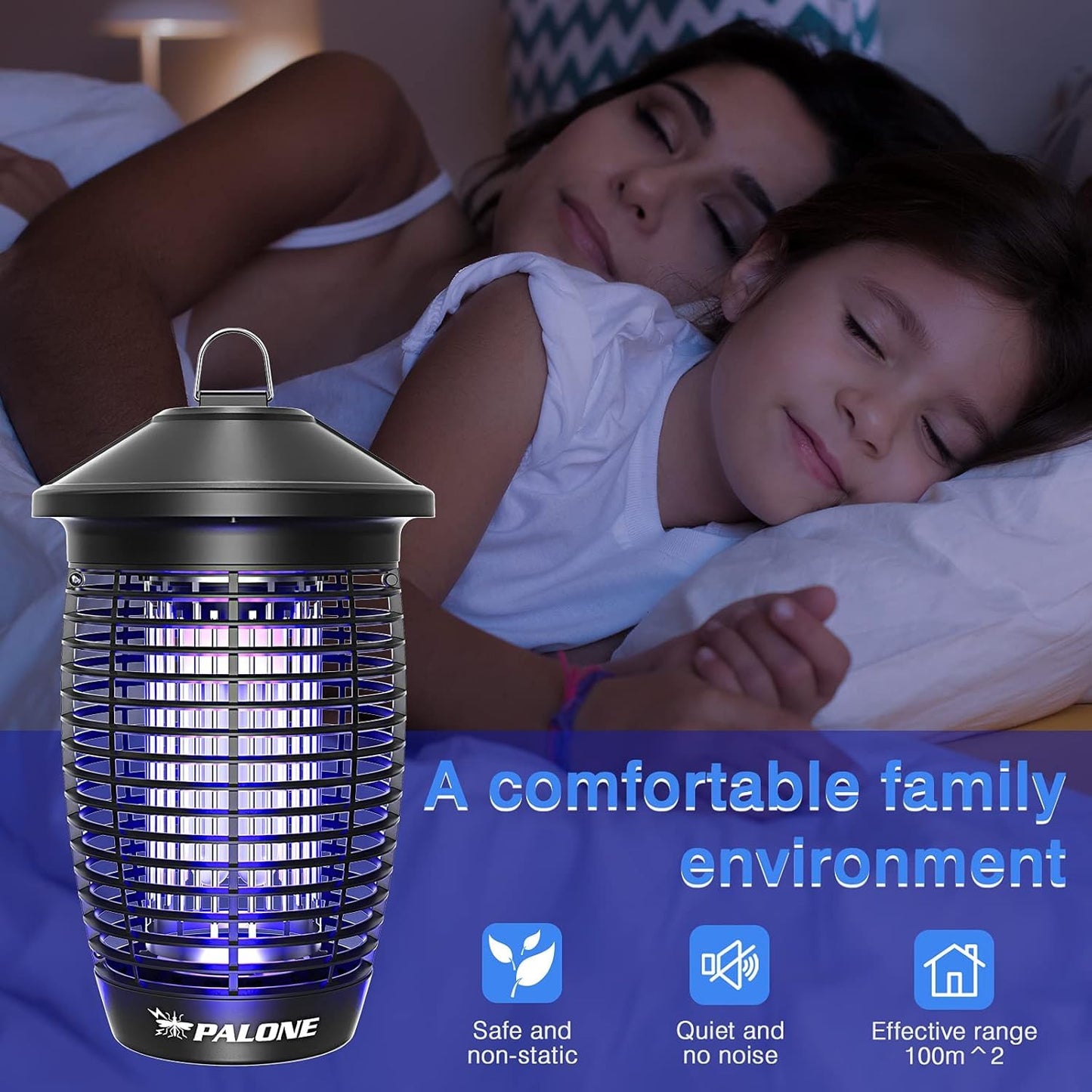 PALONE Electric Bug Zapper Outdoor, 20W Electirc Fly Zapper Indoor with Sturdy Top Hook, 4500V Mosquito Zapper Indoor with 3.9ft PVC Wire, Waterproof Bug Zapper for Outdoor, Garden, Bedroom