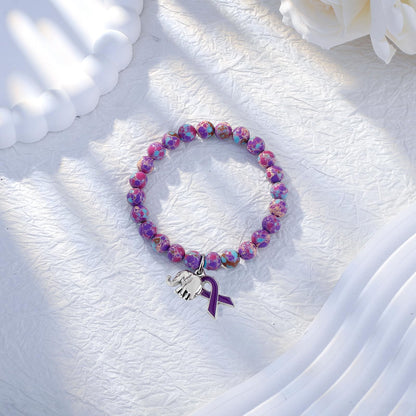 ARHTF Elephant Alzheimers Awareness Bracelet Purple Ribbon Awareness Alzheimers Bracelet Support Alzheimers Family Gifts For Dementia Support (pinkblue)
