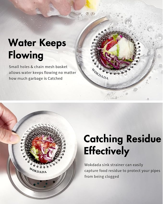 Sink Drain Strainer, Reversible Easy Clean Mesh Sink Strainer