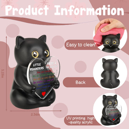 wainvniaw Positive Affirmations Black Cat Figurines Decor, Motivational Gifts Inspirational Cheer Up Gift for Cat Lovers, Women, Men, Friends, Coworker, Employee, for Home Office Cubicle Desk WCT4