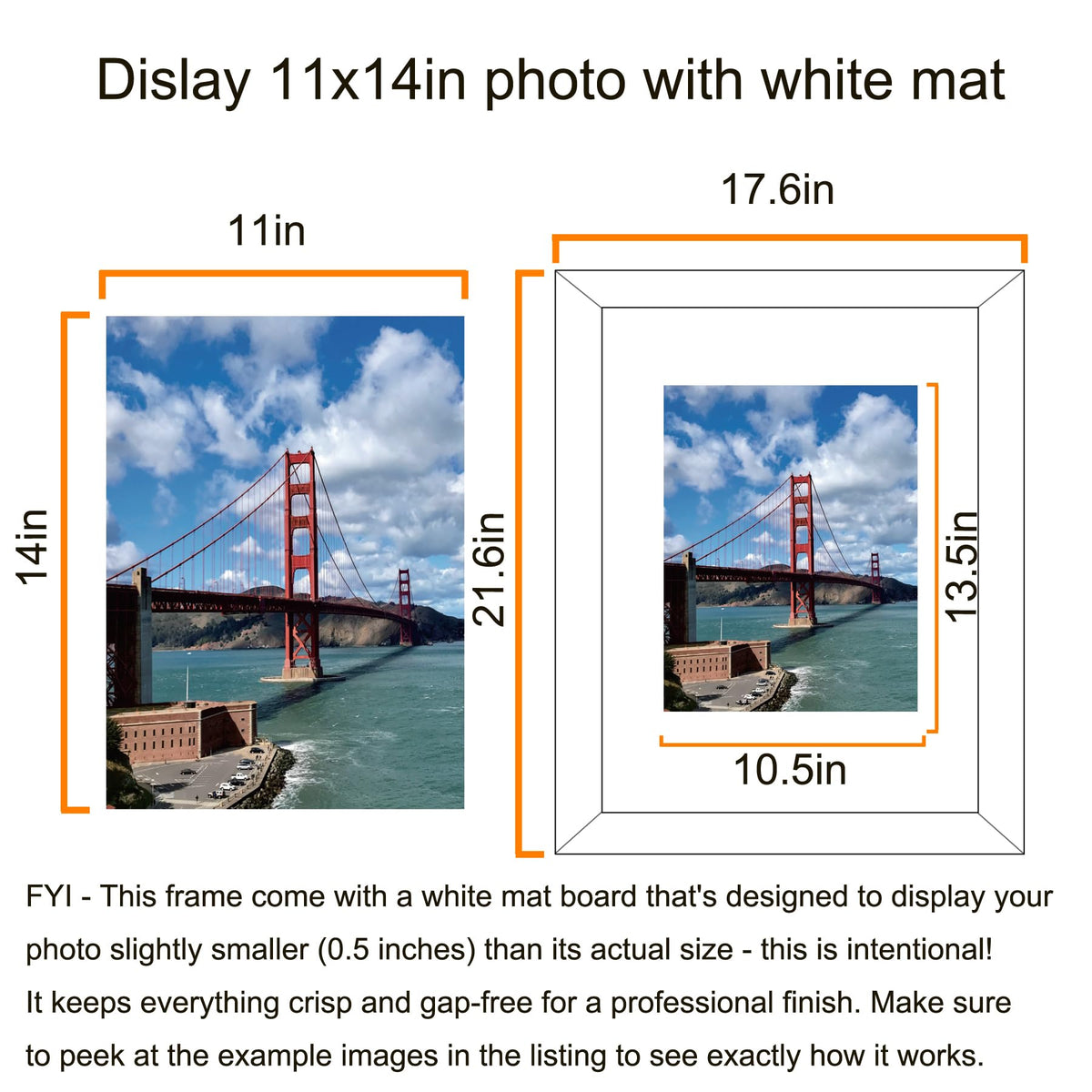 LUCKYLIFE 16x20 Frames, Picture Frames for Wall, Display Pictures 11x14 with Mat or 16x20 without Mat, Pack of 2, Rustic Brown