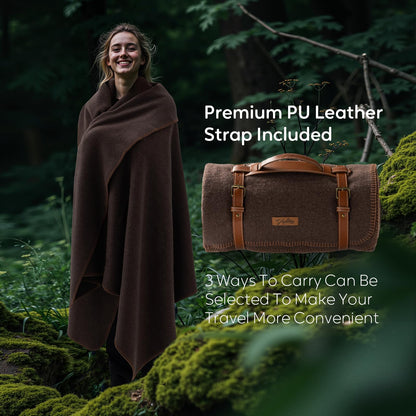 Molithe 100% Wool Blanket, 62" x 86", Warm, Thick, Washable, Military Wool Blanket, Great for Camping, Outdoors, Sporting Events, Survival Kits, Brown