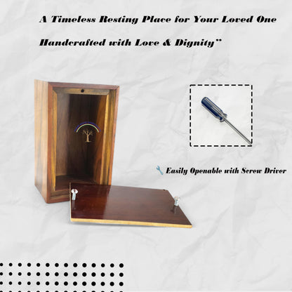 Handcrafted Wooden Urn Box for Human & Pet Ashes – Small Engraved Cremation Memorial Keepsake – Decorative Burial Box for Dogs, Cats, and Loved Ones