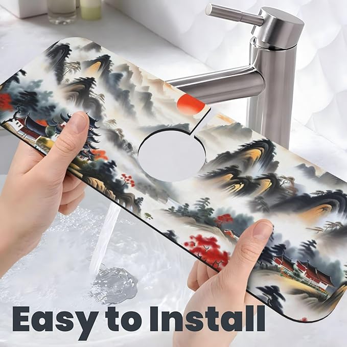 Chinese Sun Mountain Tower Garden Fashion Kitchen sink faucet pad, strong water