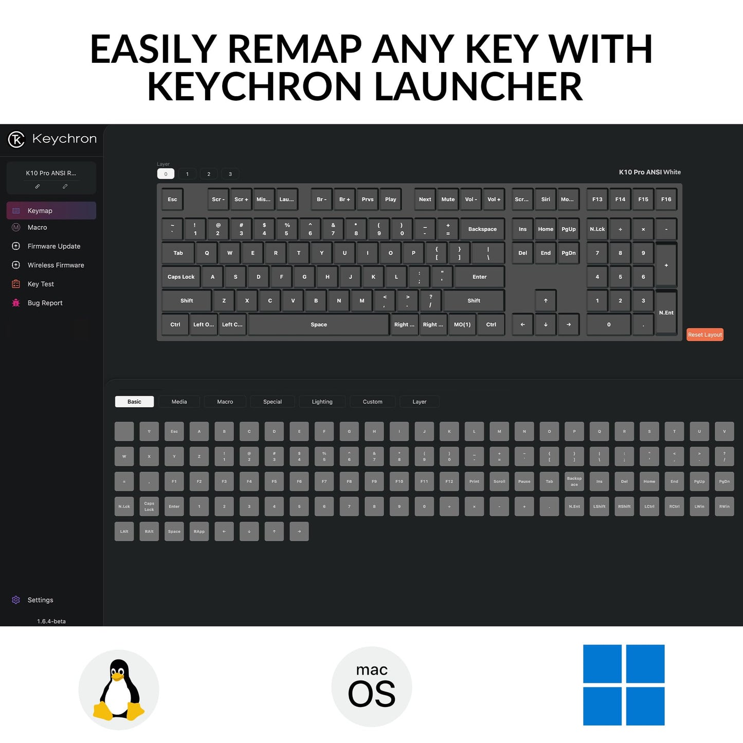 Keychron K10 Pro Wireless Custom Mechanical Keyboard, QMK/VIA Programmable Bluetooth/Wired White Backlight, Hot-swappable Keychron K Pro Brown Switch - For Mac Windows Linux