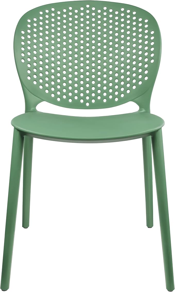 2xhome Set of 2 Patio Dining Chairs | Modern Stackable Outdoor Pool Side Chair | Weather Resistant Plastic for Yard, Porch, Balcony, Kitchen, Green