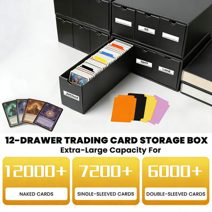 JUMPOW Trading Card Storage Box - 12000+ Card Storage Box Organizer, Bulk Card Sports Card Storage Boxes With 48 Card Dividers, Labels & Tapes, For TCG/MTG/PTCG/Baseball Card Storage And Collection