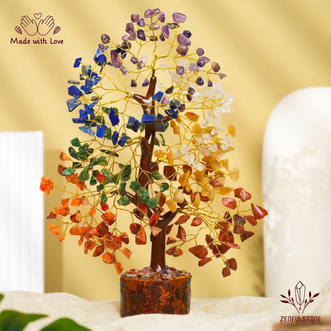 7 Chakra Tree of Life Crystal Tree - Gemstone Healing Tree for Positive Energy, Home Office Crystal Tree Decor, Chakra Crystal Tree Housewarming - Birthday Gifts for Women, Men, Mom, Sister, Friends