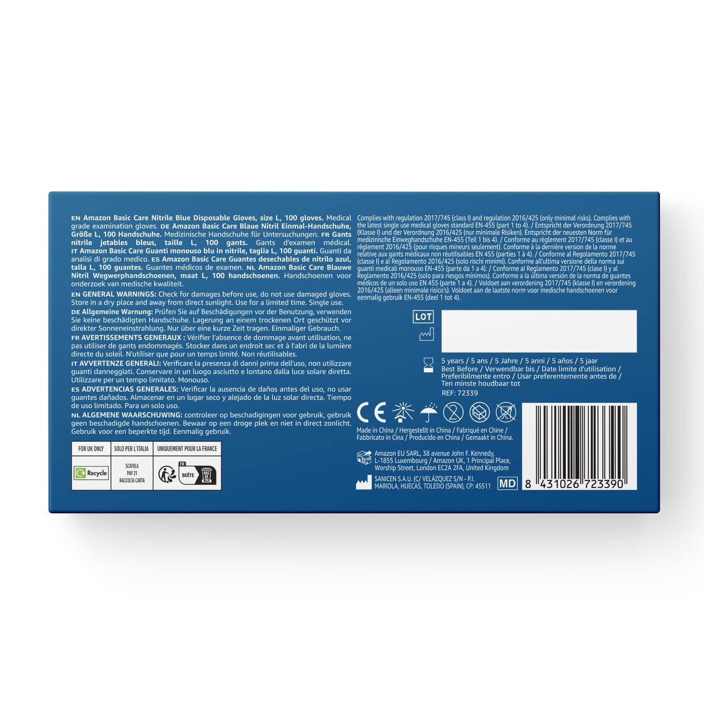 Hevea Disposable Blue Nitrile Gloves, 1 X 100, Size L (Pack of 2)