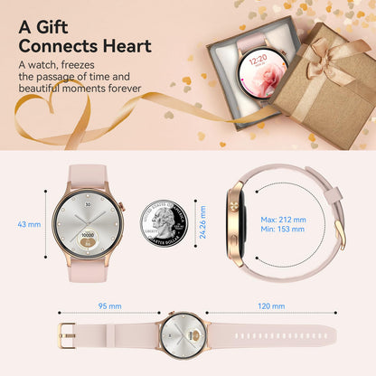 aeac Smart Watch for Women, 1.32'' AMOLED Ultra-Clear Screen Activity Trackers with Heart Rate/Sleep/SpO2 Monitor, Smartwatch for iPhone/Samsung/Android, 110+ Sport Modes 3ATM Waterproof Fitness Watch