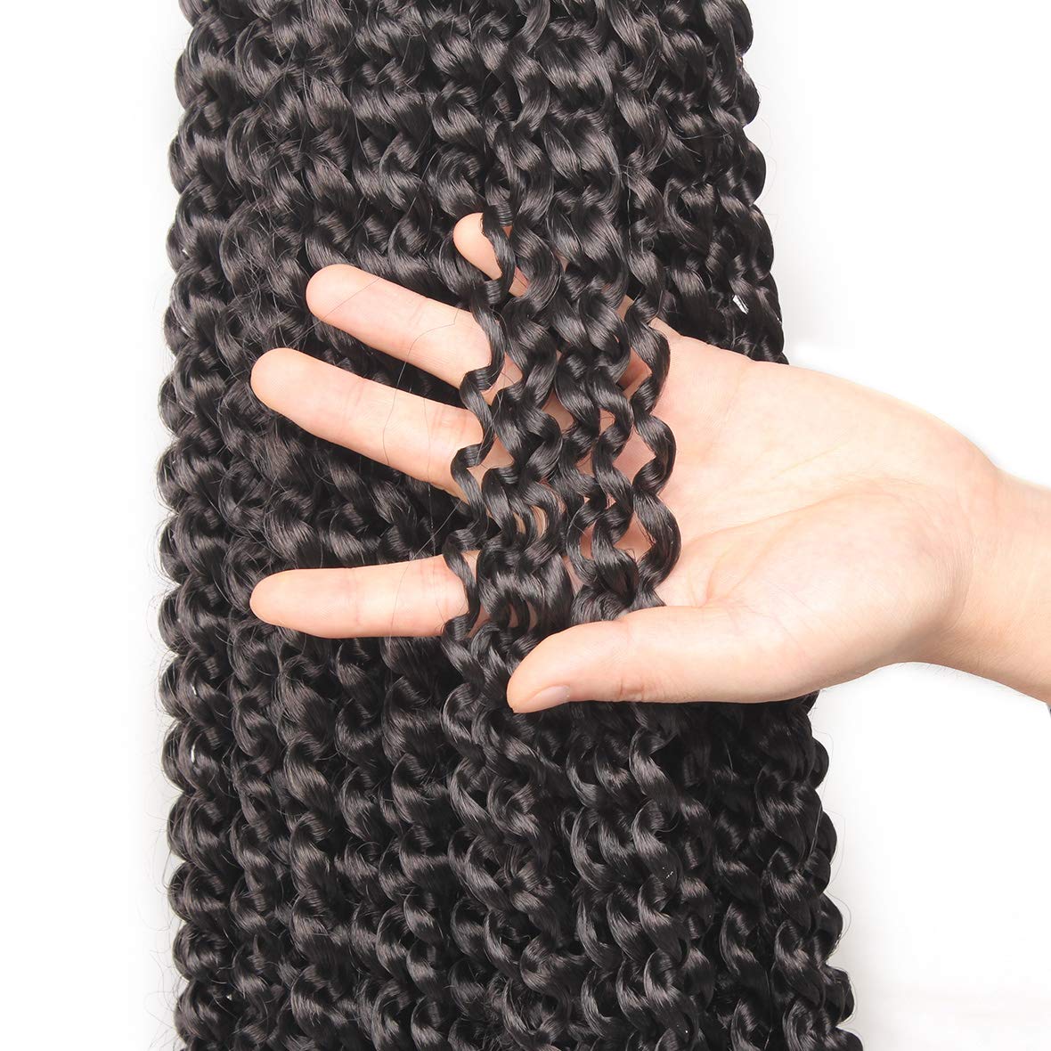 Leeven 7 Packs Water Wave Braiding Hair for Butterfly Faux Locs 24 Inch Long Water Wave Crochet Hair Hot Water Setting Passion Twists Braiding Hair Bohemian Braids Hair 1B#