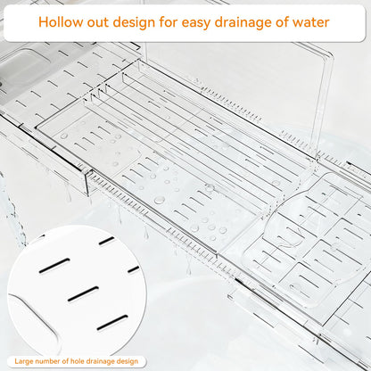 Yieach Luxury Clear Acrylic Bathtub Tray with Book Holder,Expandable Bath Tray for Tub and Bath Shelf Over Tub,Plastic Bath Table & Board,Bath Caddy Trays & Accessories for Women Relaxing Spa Gifts