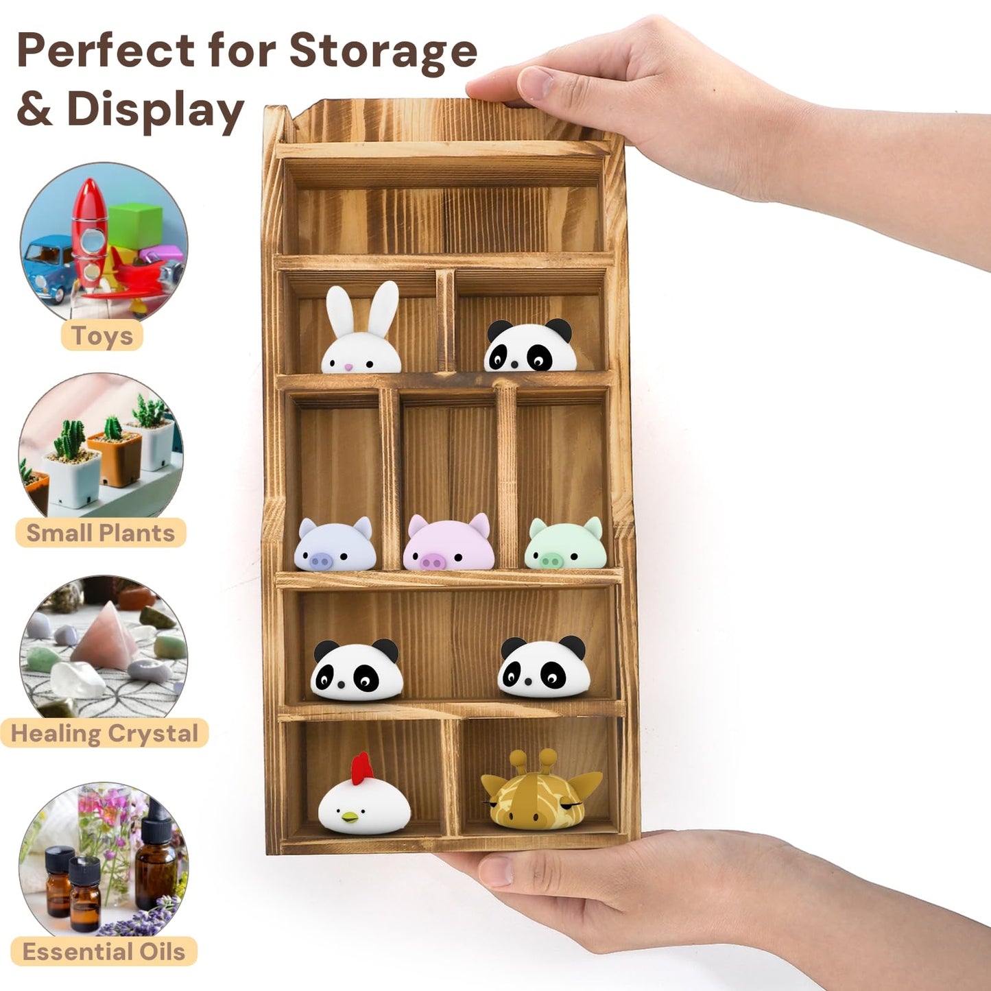 YIMITEE 3 Pack Wood Shadow Box with 27 Compartment, 16" x 10" x 2.5" Rustic Cubby Display Shelf, Wall-Mounted Freestanding Floating Shelves, Decorative Collection Display for Figures, Curio
