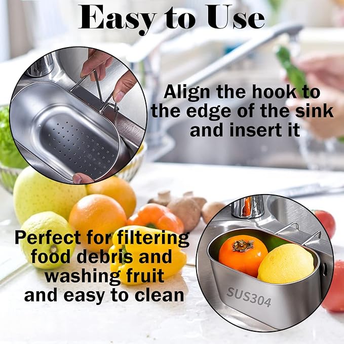 Stainless Steel Sink Drain Strainer Basket, Kitchen Sink Food Waste Filter and
