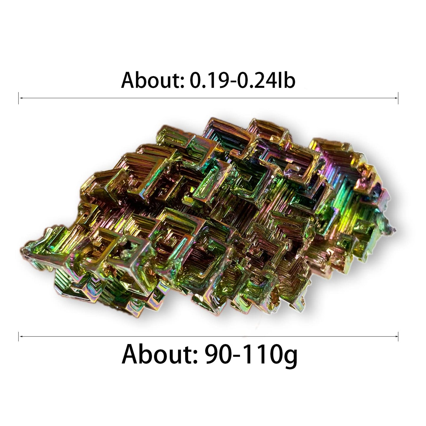 FOMNKKN Natural Bismuth Ore, Rainbow Bismuth Metal Crystal, Crystal Gifts, Mineral Specimen, Home Decoration, Approx: 0.19-0.24Ib