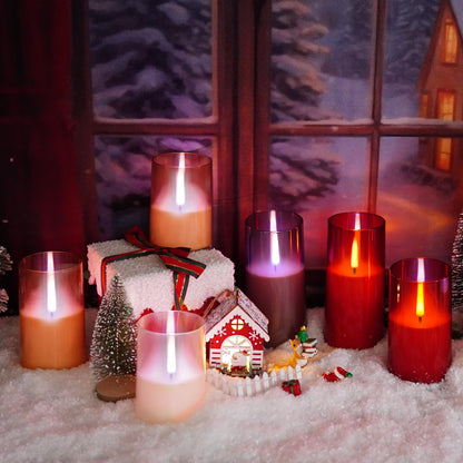 kakoya Flameless Candles Upgraded Realistic Flickering Flame,Battery Operated LED Candles with Remote Timers,Acrylic Electric Candles Set of 3(D 3" xH 4" 5" 6")（Ivory）