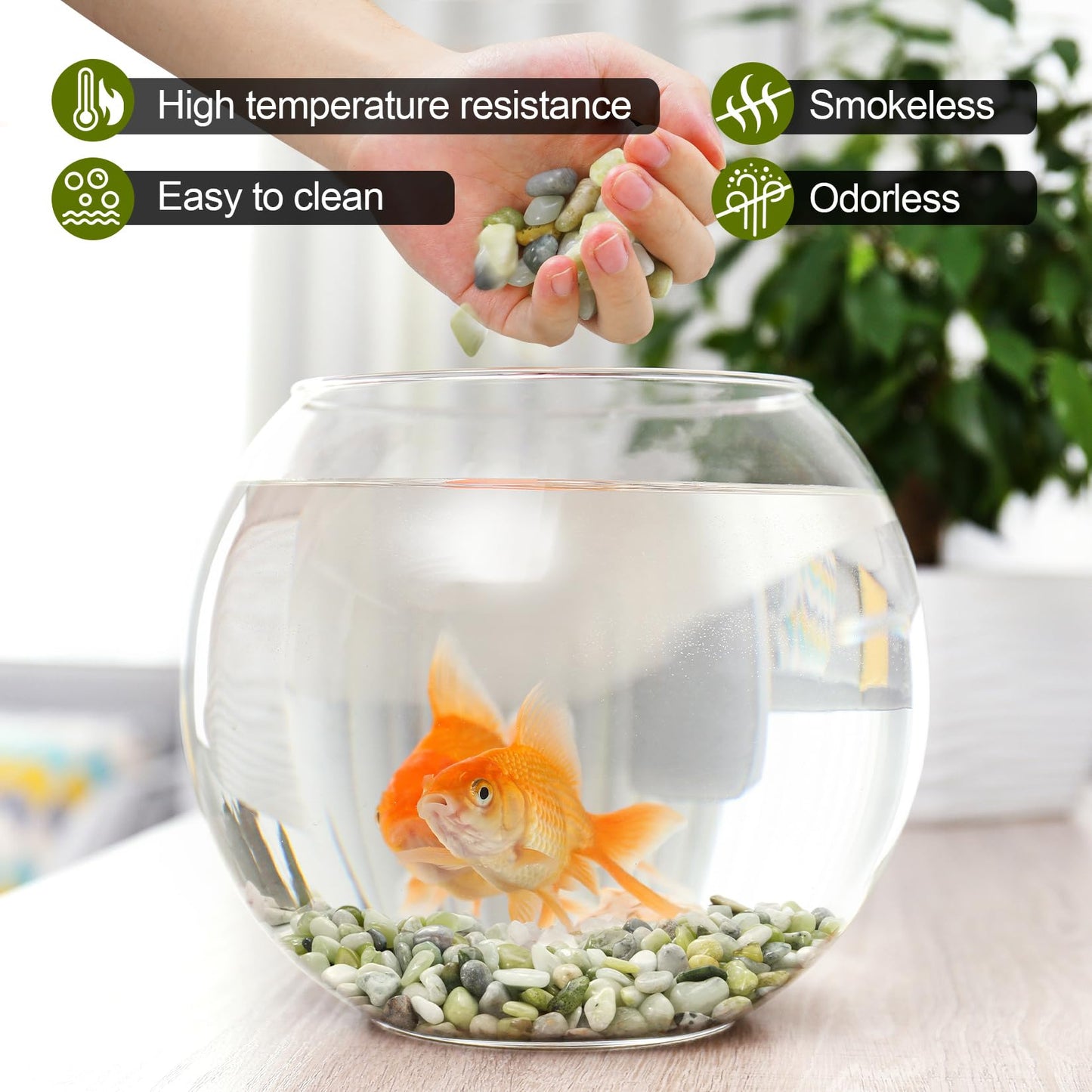RUOJAS 2.2 lb Jade Pebbles for Indoor Plants, 1/2 Inch Polished Decorative Pebbles for Vase, Bamboo, Succulent, Garden Landscape Decoration River Stone