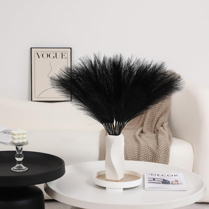 Wertuirk 30pcs Black Pampas Grass - 24 Inch Faux Pampas Grass Decor, Short Artificial Pampas Grass for Gothic Room Decoration, Wedding, Party, Halloween and Home Decor(Black)