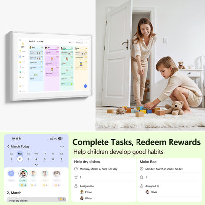 Digital Calendar, 15.6 Inch Wall Planner Electronic Calendar & Chore Chart, Smart Touchscreen Interactive Display for Family Schedules, Great for Organizing Your Routines, Wall & Desk Mountable, Gifts for Women Men, Gifts for Mom Dad