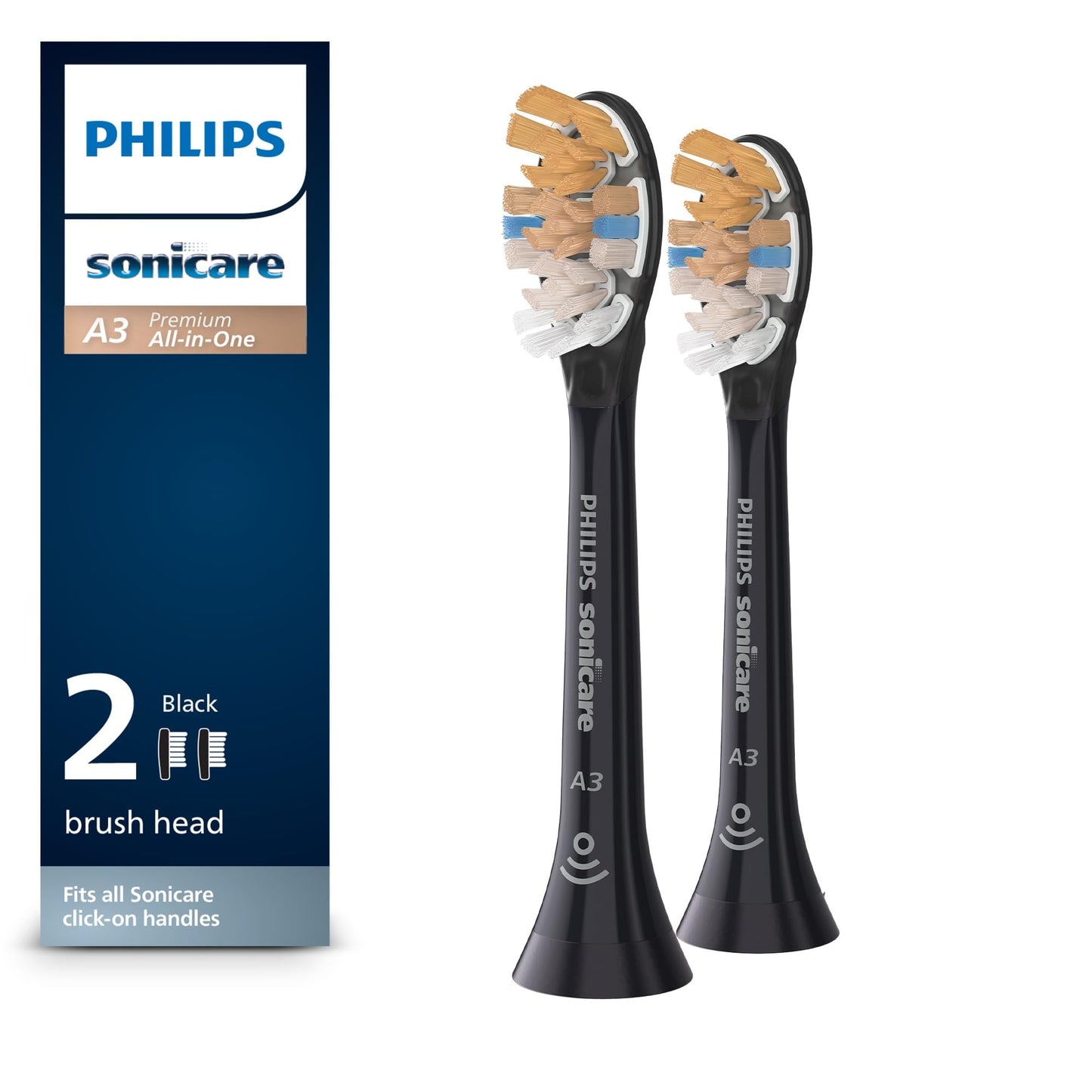 Philips Sonicare A3 All-in-One - Genuine Replacement Electric Toothbrush Heads, White, 4 Pack One Year Supply, HX9094/65