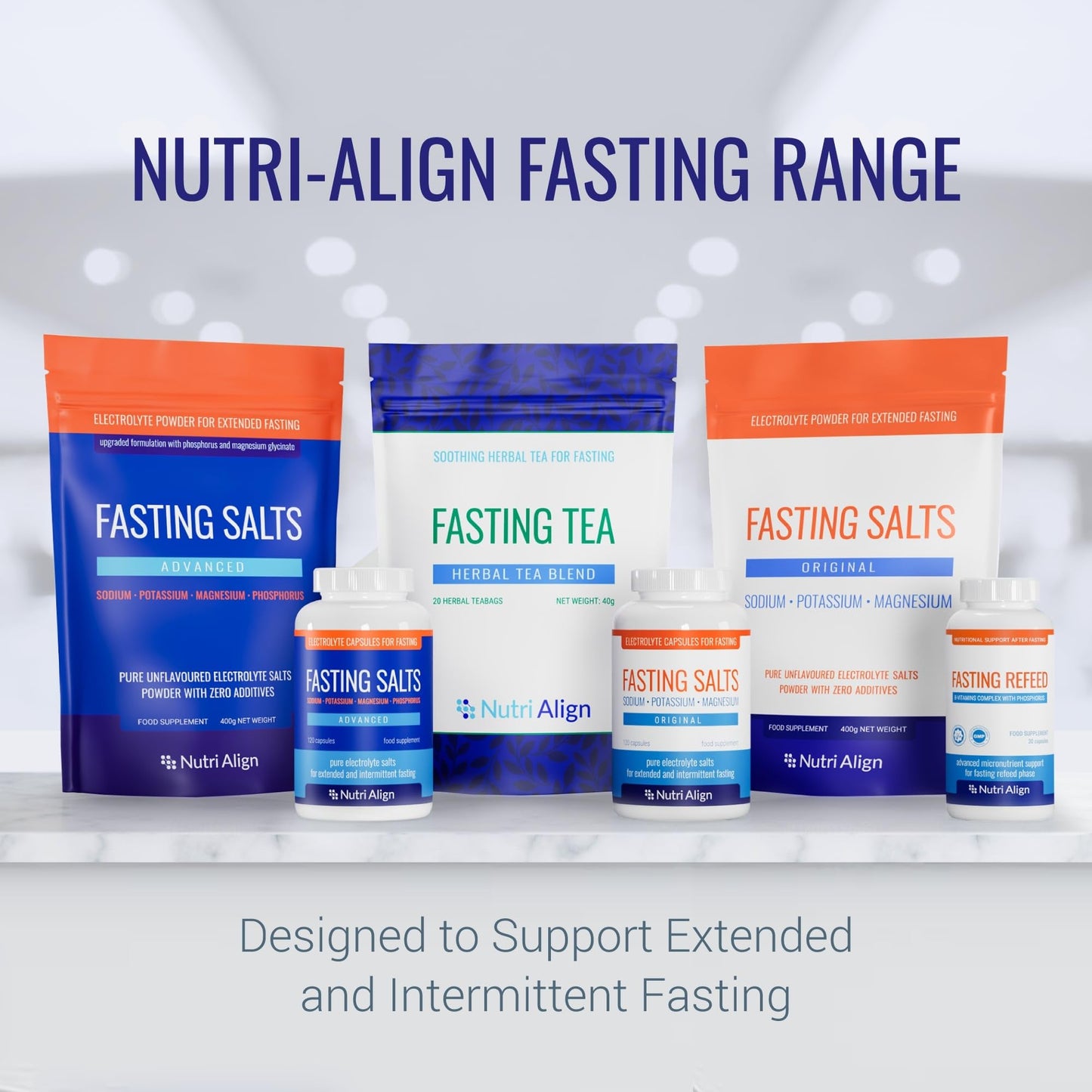 Nutri-Align Fasting Salts Electrolytes Powder | 400g Sodium Potassium Magnesium Electrolytes | Pure Unflavoured Fasting Electrolytes | Sugar Free & Filler Free | Made in The UK