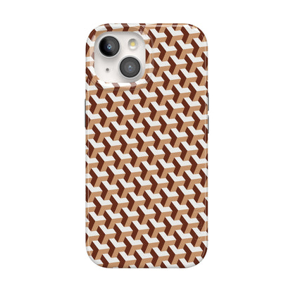 Casely iPhone 15 Plus Case | Fit Check | Neutral Checkerboard Checkered Classic Case | Compatible with MagSafe