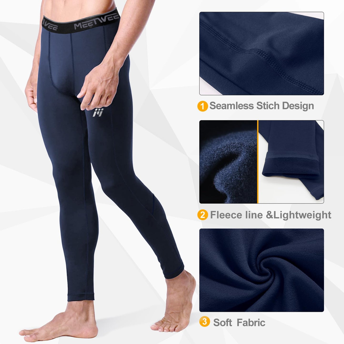 MEETWEE Men's Thermal Underwear, Long Underwear, Winter Leggings, Functional Underwear, Ski Underwear, Warm Underwear for Men