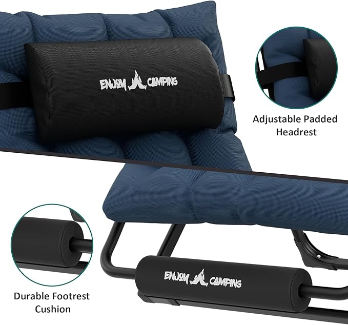 UDPATIO Oversized Zero Gravity Chair 29In XL Patio Reclining Chair with Cushion, Outdoor Folding Adjustable Recliner with Cup Holder, Foot Rest & Padded Headrest, Support 500LB, Navy