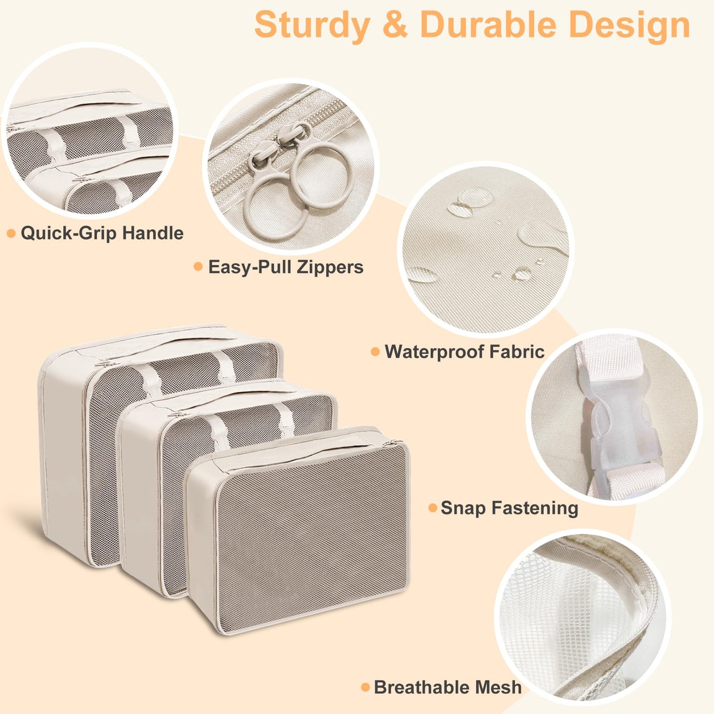 Chijoo 12-piece Packing Cubes Set (Beige), Packing Cubes for Suitcases, Travel Essentials