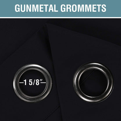 H.VERSAILTEX 100% Blackout Curtains for Bedroom Black Out Curtains 96 inch Thermal Insulated Long Blackout Curtains for Living Room, Energy Saving Curtains for Patio Door Grommet (1 Panel, Jet Black)