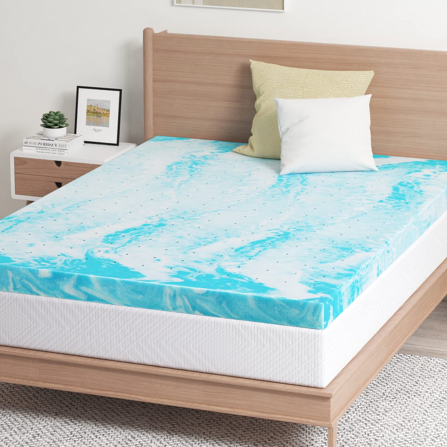 EGO Topper 2 Inch Queen Memory Foam Mattress Topper, Cooling Gel Foam Mattress Topper for Pressure Relief, Ventilated Design Bed Topper in a Box, CertiPUR-US Certified, 60"×80", Medium